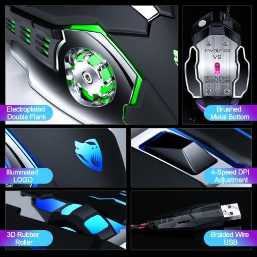 Pro Gamer Gaming Mouse Adjustable Wired Optical LED USB Cable Silent Mouse for laptop PC 10