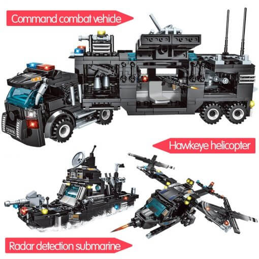 715pcs City Police Station Building Blocks SWAT Team Truck Educational Toy For Boys 4