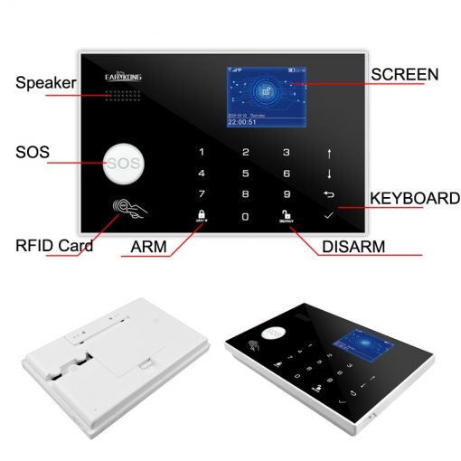 Wifi GSM 433 MHz Wireless Alarm System & Wired Detector Burglar Alarms RFID Card TFT LCD Touch Keyboard 8