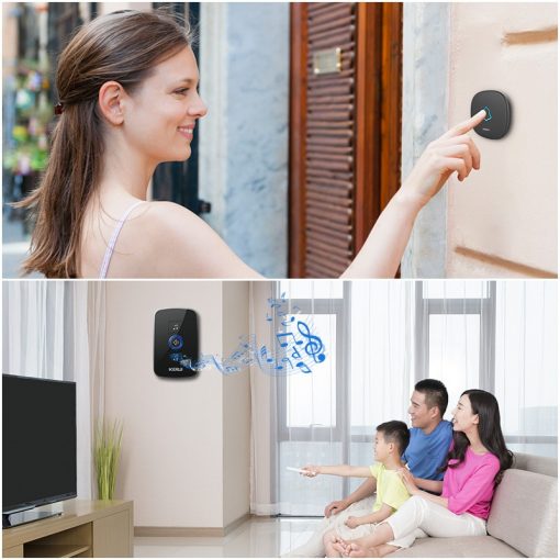 Wireless Smart Doorbell Alarm with LED Light and 32 Songs and Waterproof Touch Button 2