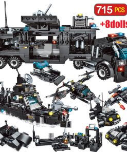 715pcs City Police Station Building Blocks SWAT Team Truck Educational Toy For Boys