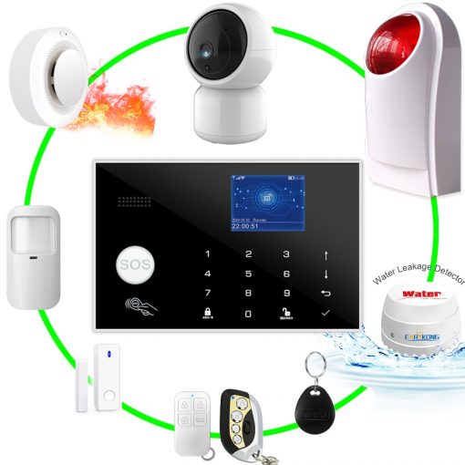 Wifi GSM 433 MHz Wireless Alarm System & Wired Detector Burglar Alarms RFID Card TFT LCD Touch Keyboard 6